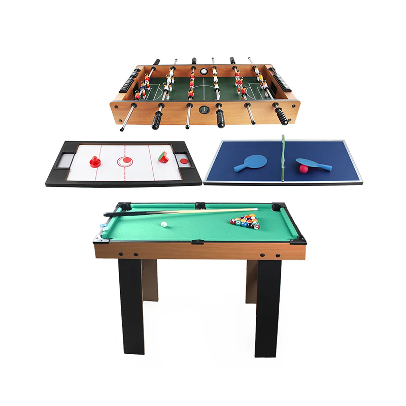 4-i-1 flerspelsbord med fotboll, lufthockey, bordtennis och pool