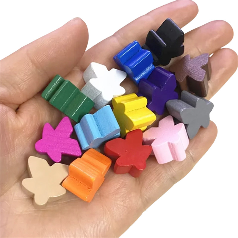 Flerfärgade meeple bonde speltillbehör i trä