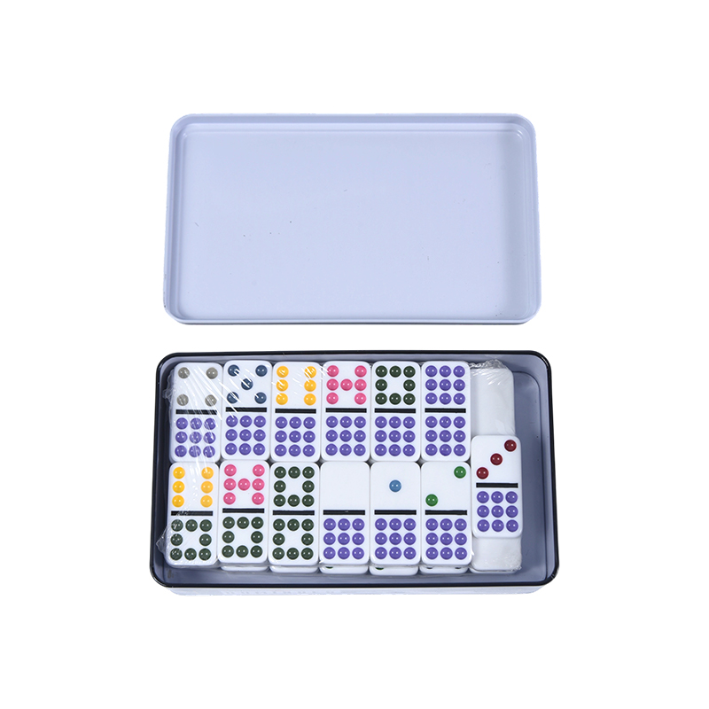 Color Dot Double Nine Plåtlåda Precision Dominoes