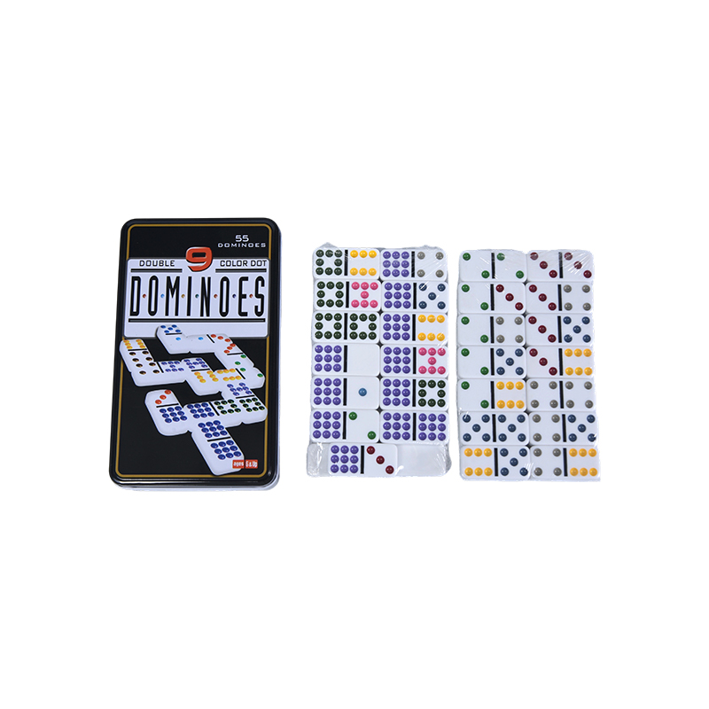 Color Dot Double Nine Plåtlåda Precision Dominoes