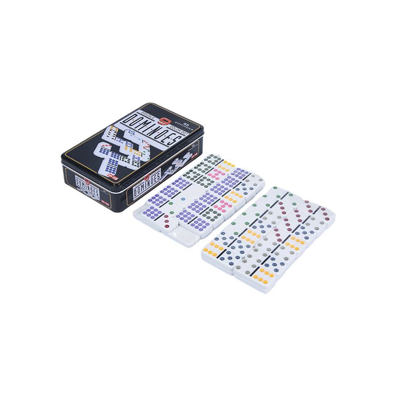 Color Dot Double Nine Plåtlåda Precision Dominoes