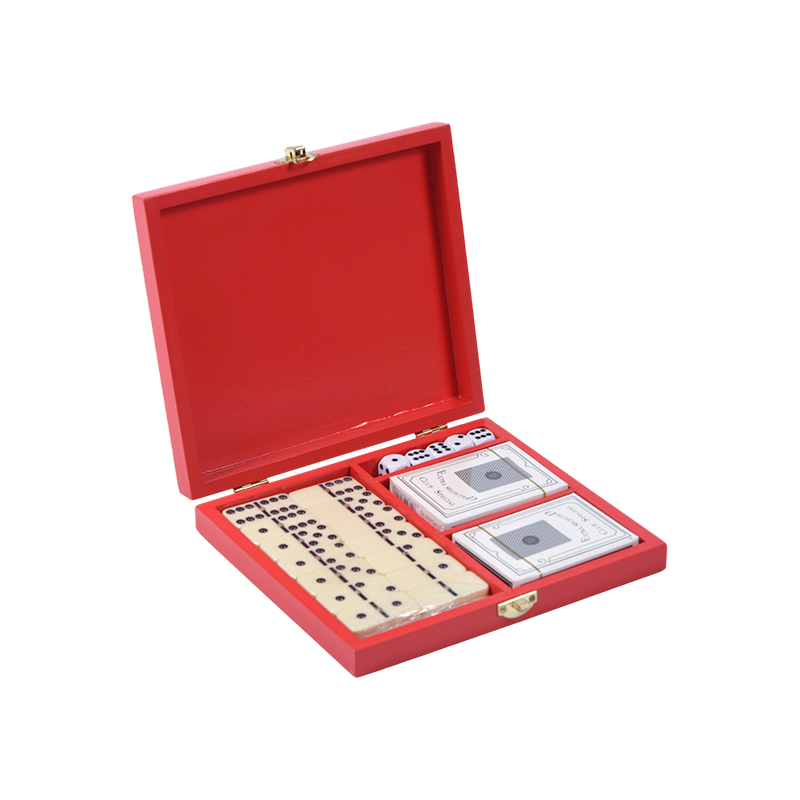Portabel Redwood Box Dual Game Set (Domino & Poker)