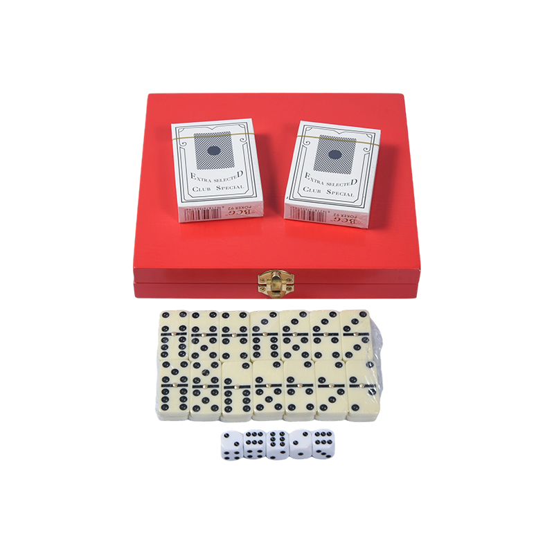 Portabel Redwood Box Dual Game Set (Domino & Poker)