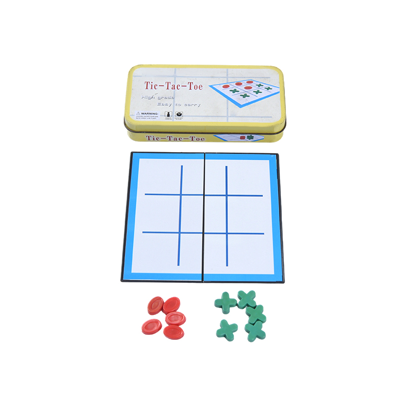 Portabelt klassiskt Tic-Tac-Toe-set med metallförvaringsväska