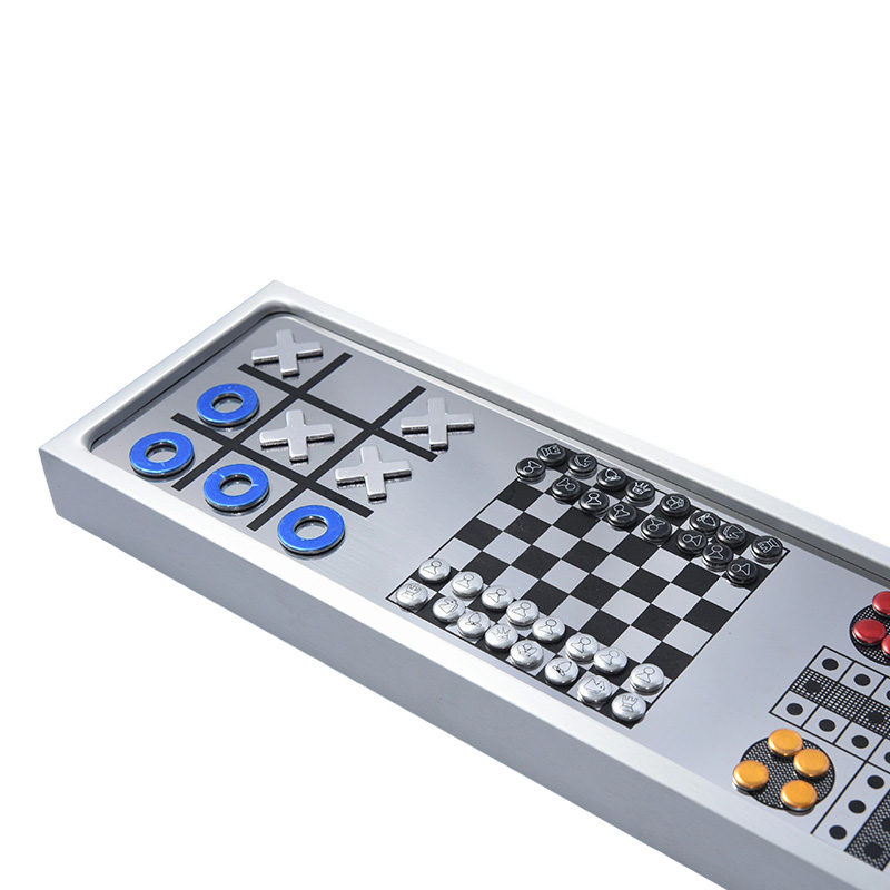 Aluminiumlegering Magnetisk 3-i-1 CHESS Game Set