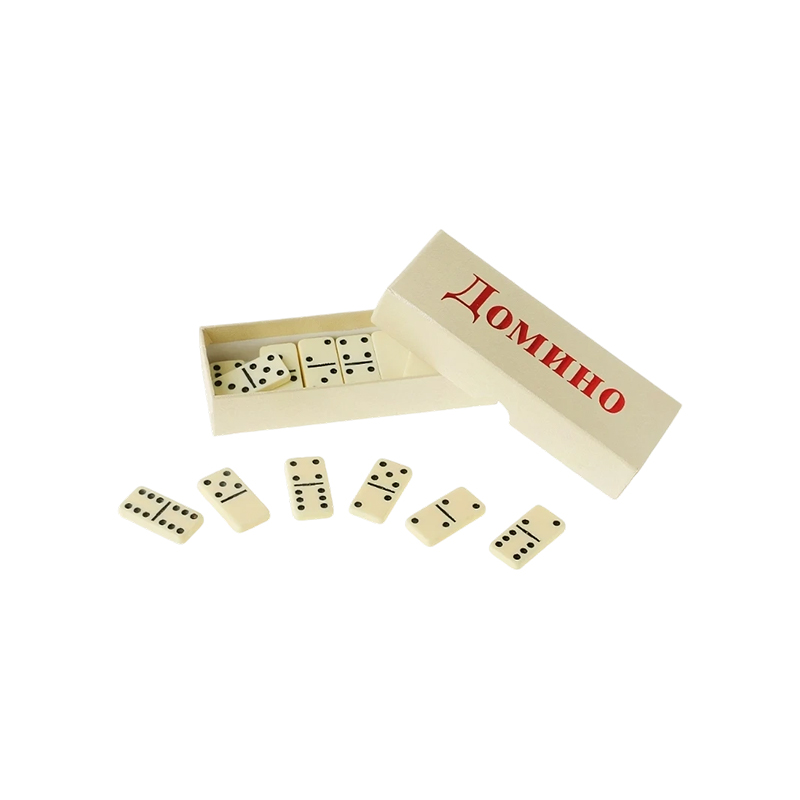 Traditionell dubbel-sex domino set i elfenbensfinish