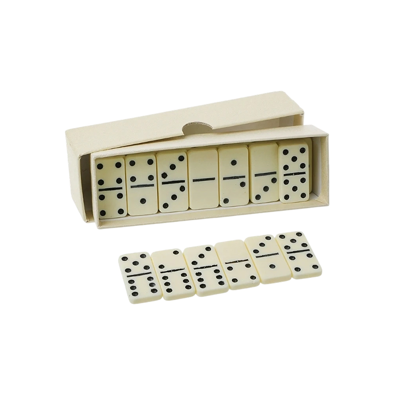 Traditionell dubbel-sex domino set i elfenbensfinish