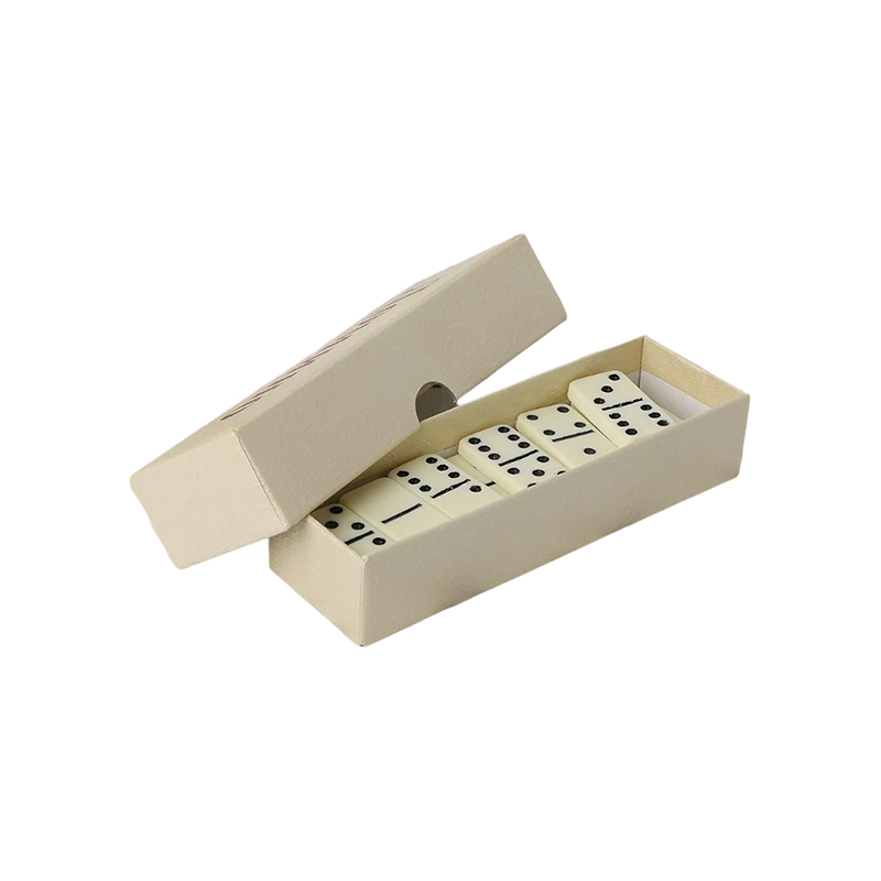 Traditionell dubbel-sex domino set i elfenbensfinish