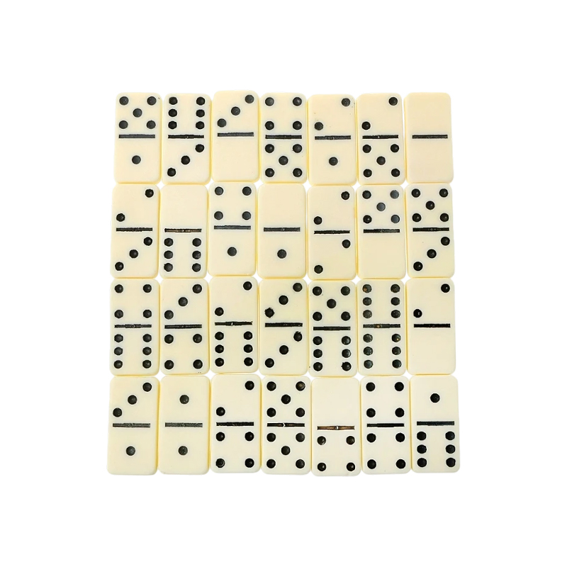 Traditionell dubbel-sex domino set i elfenbensfinish