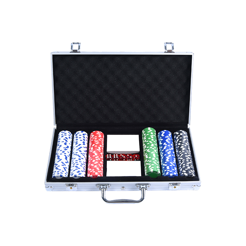 Aluminiumfodral komplett med tärningar och dealerknapp Premium Pokerchipset