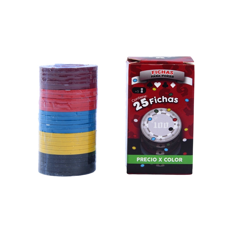 Color Poker Chips Set – 25-delade blandade färgmarker i förpackningslåda