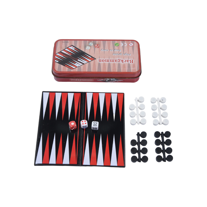 Metallplåtfodral Portabel Backgammon-spelset