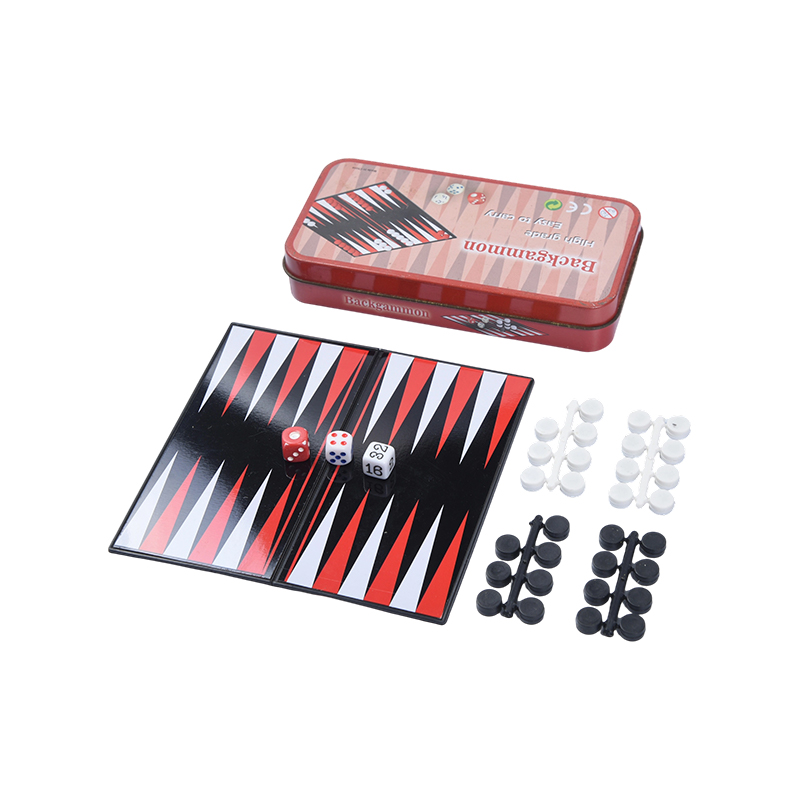 Metallplåtfodral Portabel Backgammon-spelset