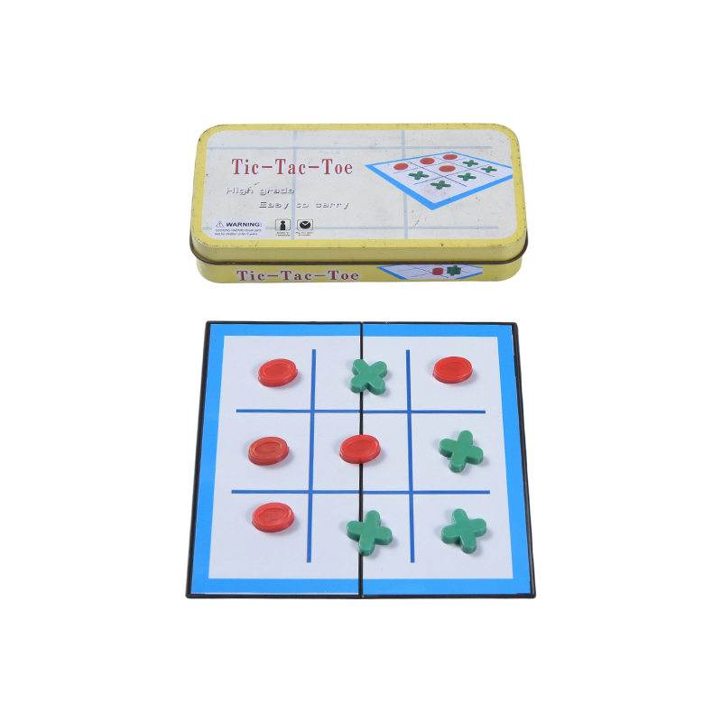 Gult metallplåt bärbart Tic-Tac-Toe-spel