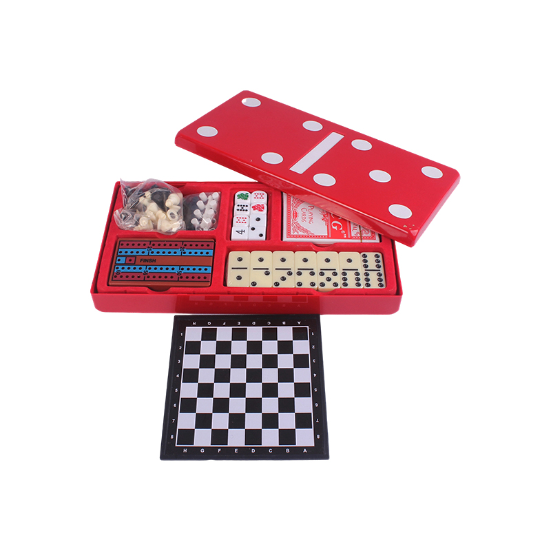 Red Polka-Dot Edition - klassiska domino och cribbage Combo Set
