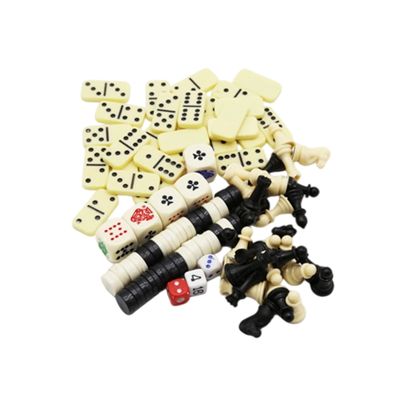 Klassiskt flerspelsuppsättning - Combo schack, domino, poker och dam
