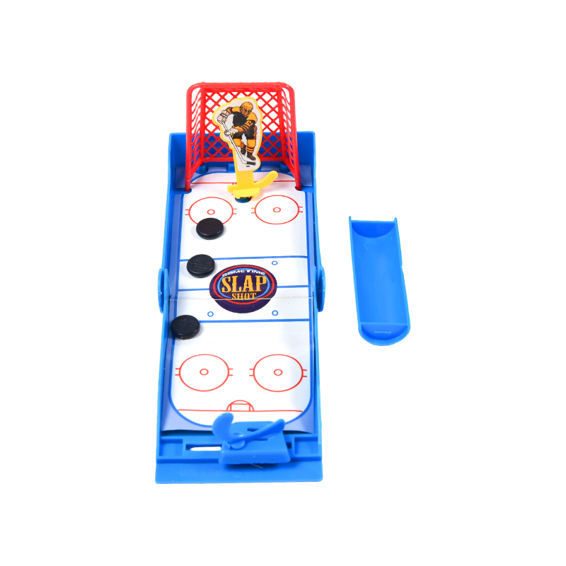 Kompakt stationär ishockey med fjäderbelastad Launcher Slap Shot Mini Hockey Game
